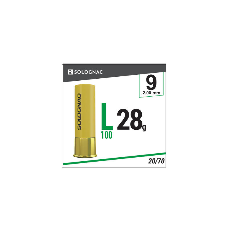 CARTOUCHE L100 28g CALIBRE 20/70 PLOMB N°9 X25
