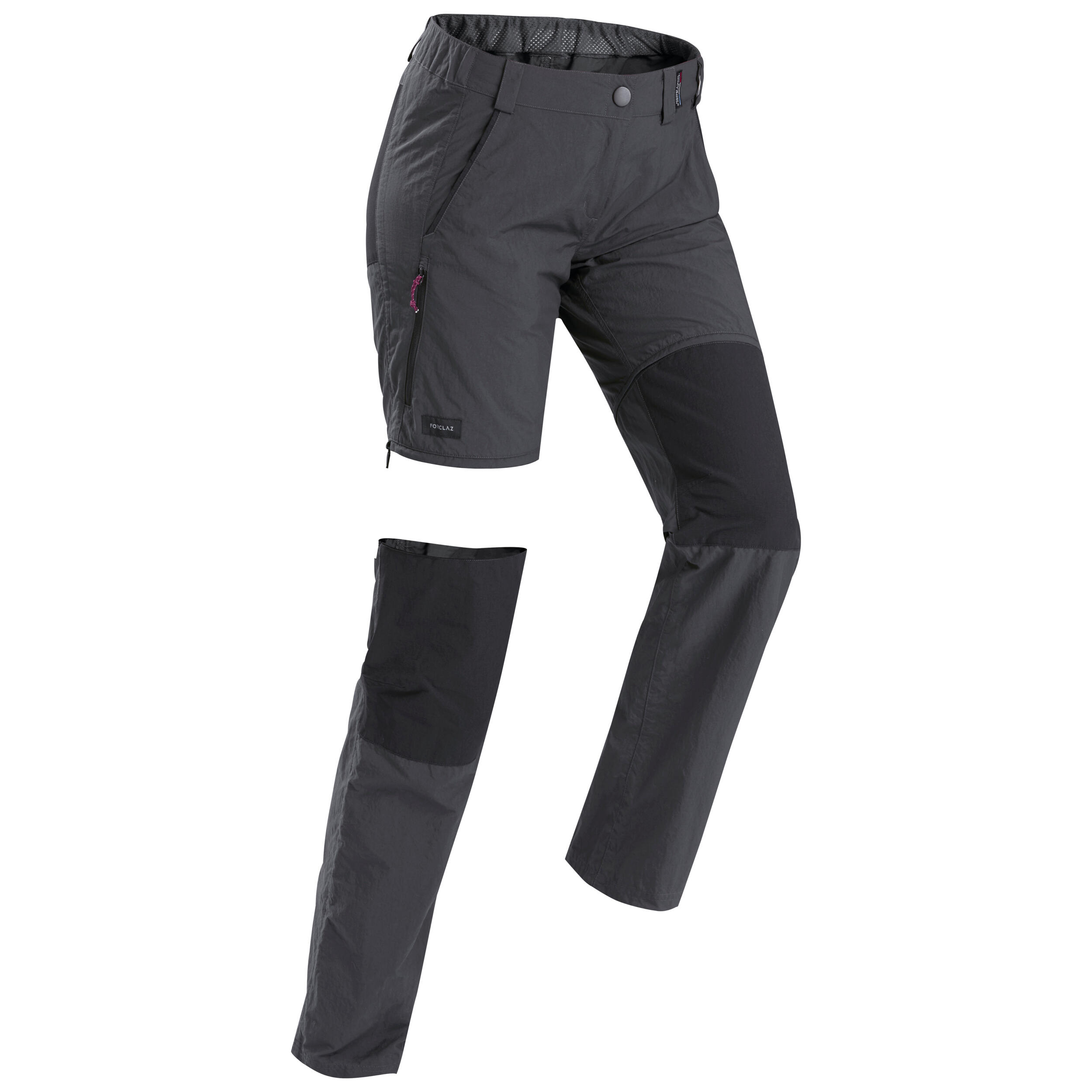 Pantalon Modulabil Trekking la Munte Trek100 Gri Damă