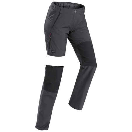 Women's travel trekking adjustable trousers - TRAVEL 100 - Grey