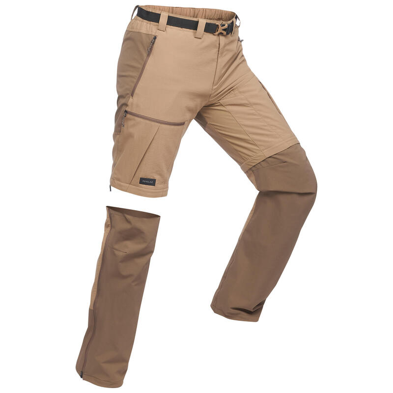 Pantalon modulable de trek montagne - TREK 500 marron homme