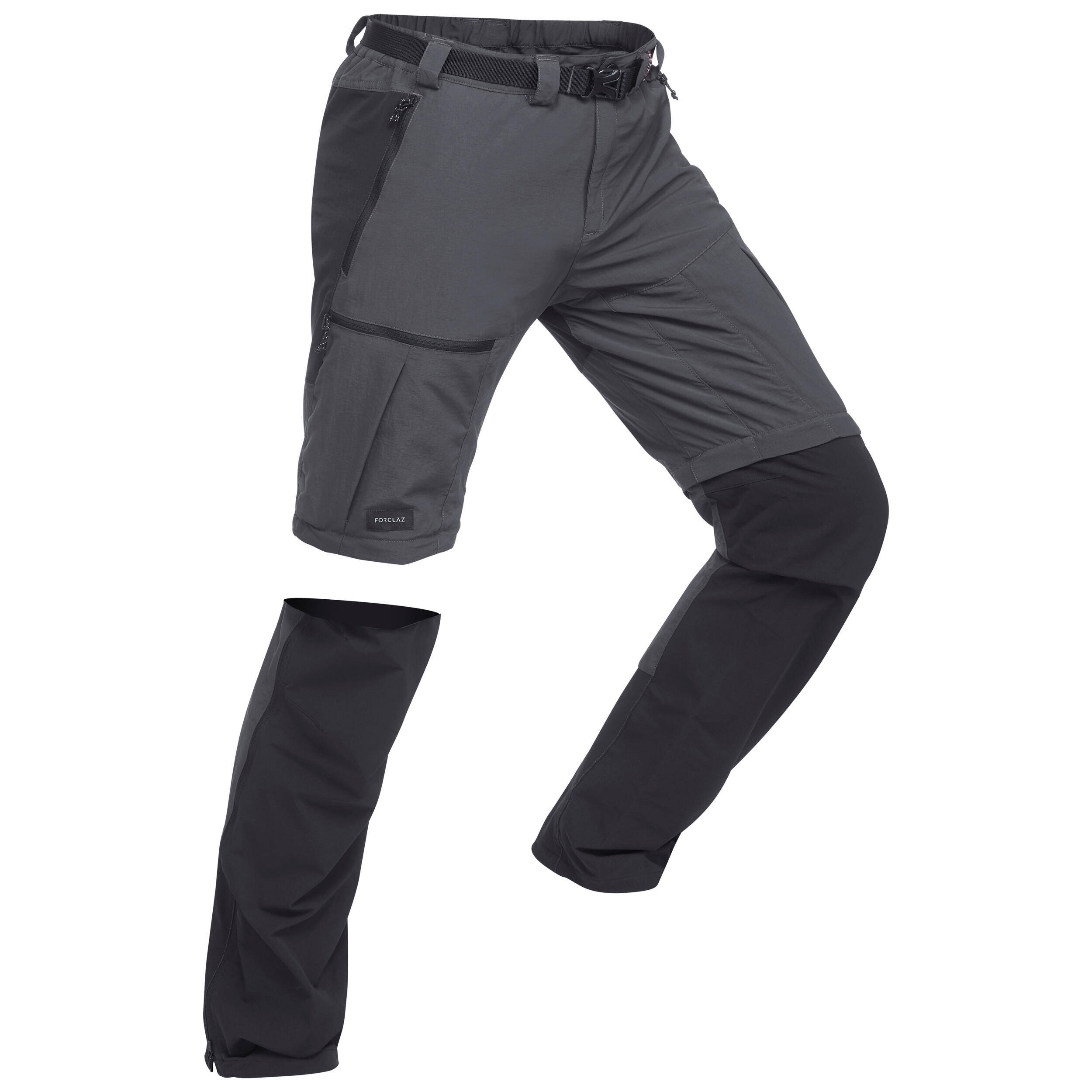 Men's Mountain Trekking Modular Trousers - TREK 500 - Dark Grey -  1