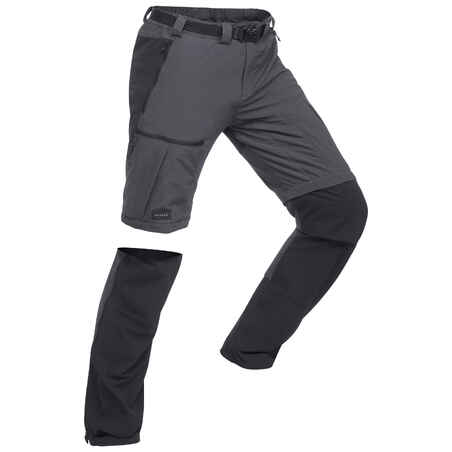 Temno sive moške prilagodljive pohodniške hlače TREK 500