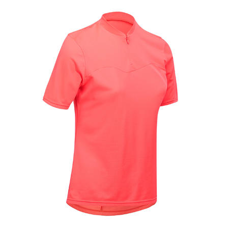 MAILLOT MANCHES COURTES VELO ROUTE FEMME TRIBAN 100 ROSE