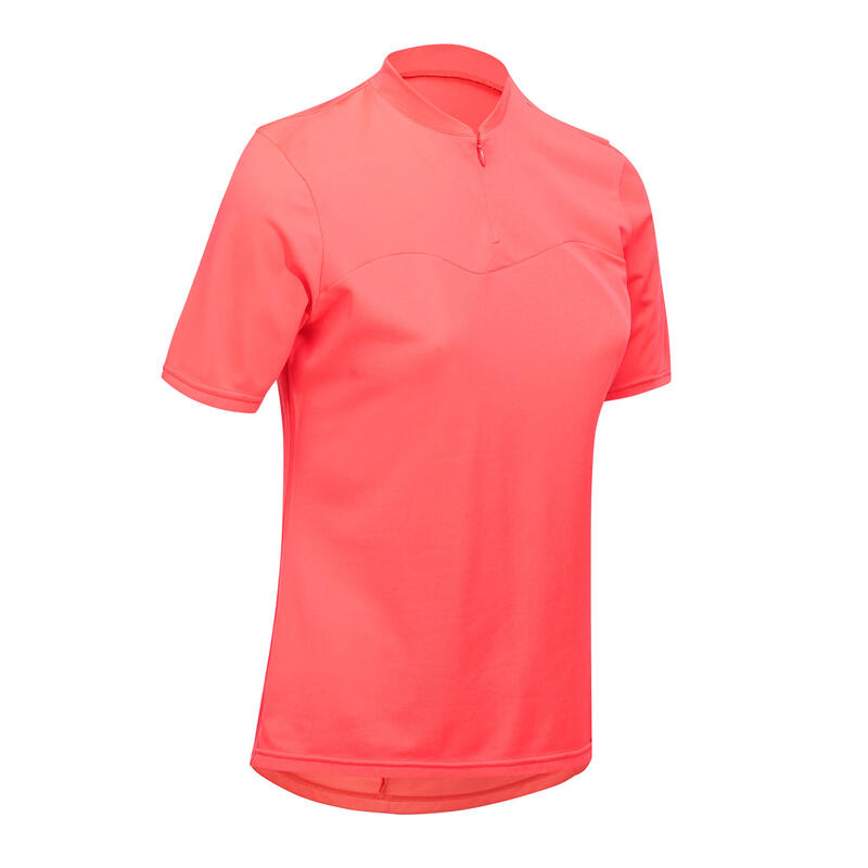 MAILLOT MANCHES COURTES VELO ROUTE FEMME TRIBAN 100 ROSE