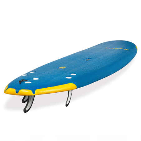 Surfboard 500 Schaumstoff Soft 7'8'' 500 School mit Leash und 3 Finnen
