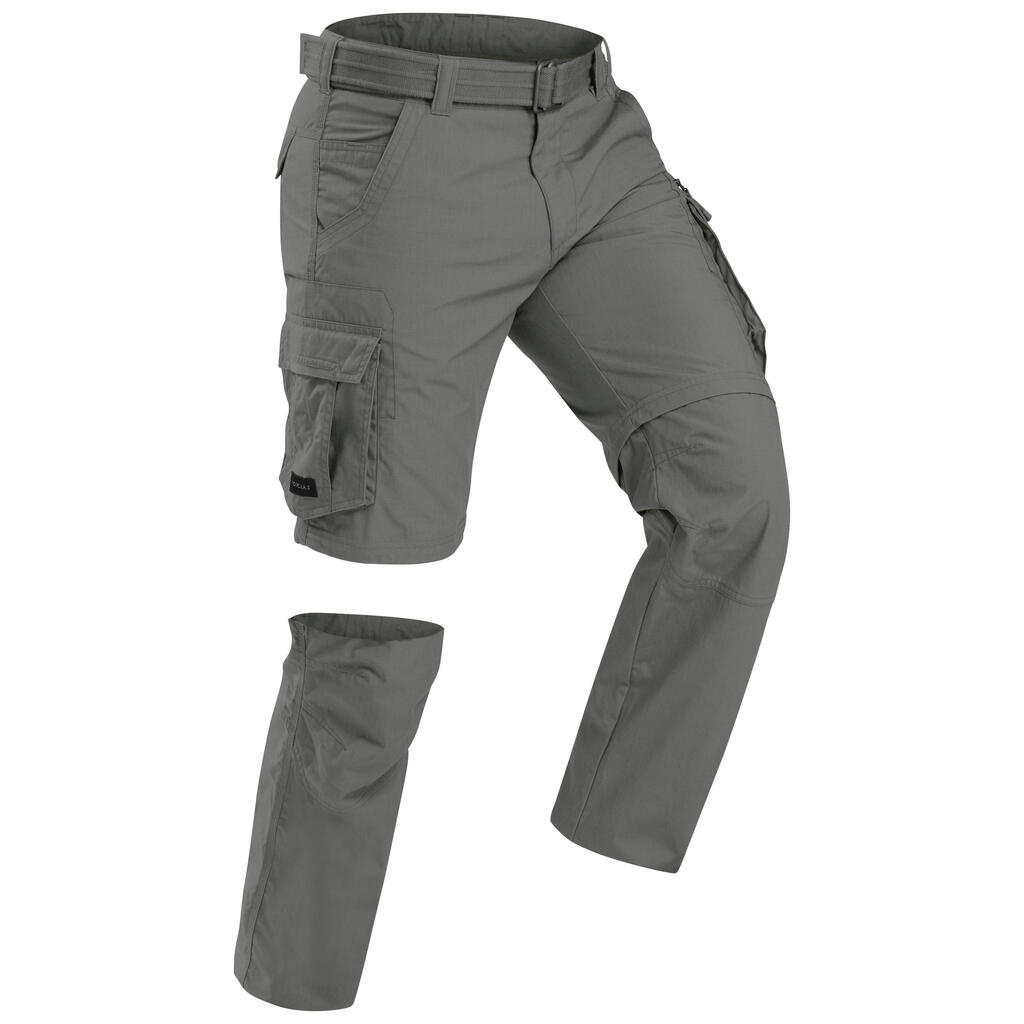 Pantalon cargo modulable de trek voyage - travel 500 modul kaki homme