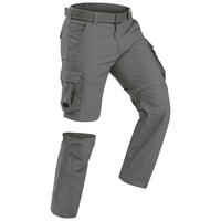 Men's Travel Trekking Zip-Off Cargo Trousers - Travel 100 Zip-Off - khaki