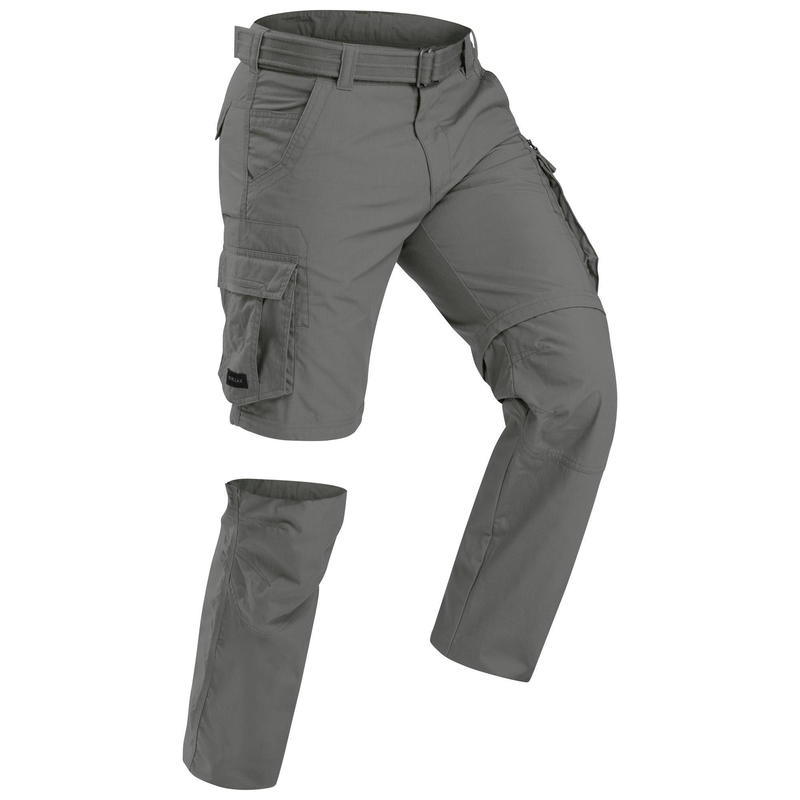 Pantalon Cargo Modulabil Trekking călătorie TRAVEL 500 Kaki Bărbați