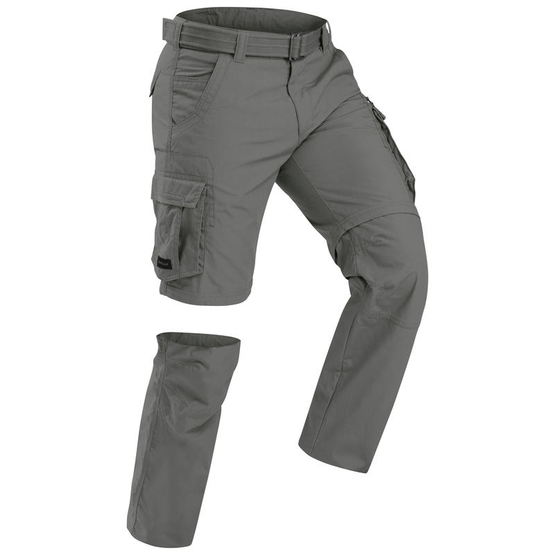 Pantalone za treking Travel 100 s rajsferšlusom muške - kaki