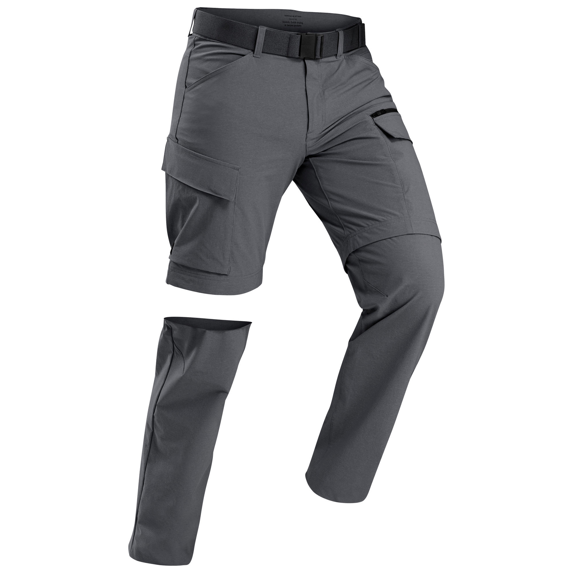 Men's trekking convertible travel trousers - TRAVEL 500 CONVERT - Dark ...