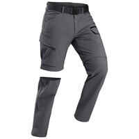 Pantalon desmontable montaña y trekking Hombre Travel 500 gris