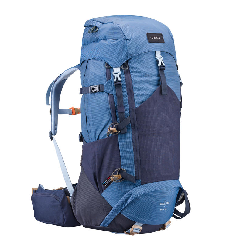 TREK 500 50+10 L Mountain Trekking Backpack Blue - Adults