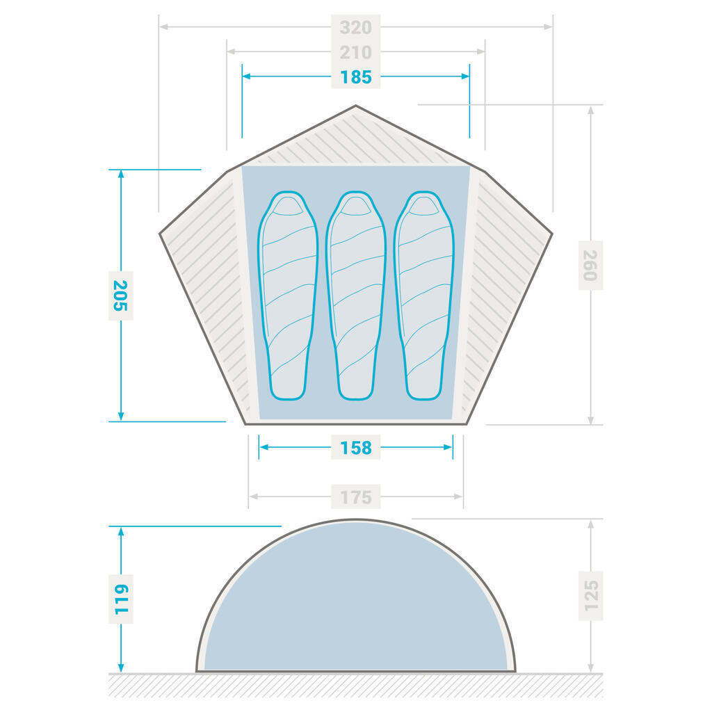 Dome Trekking Tent - 3 person - MT900