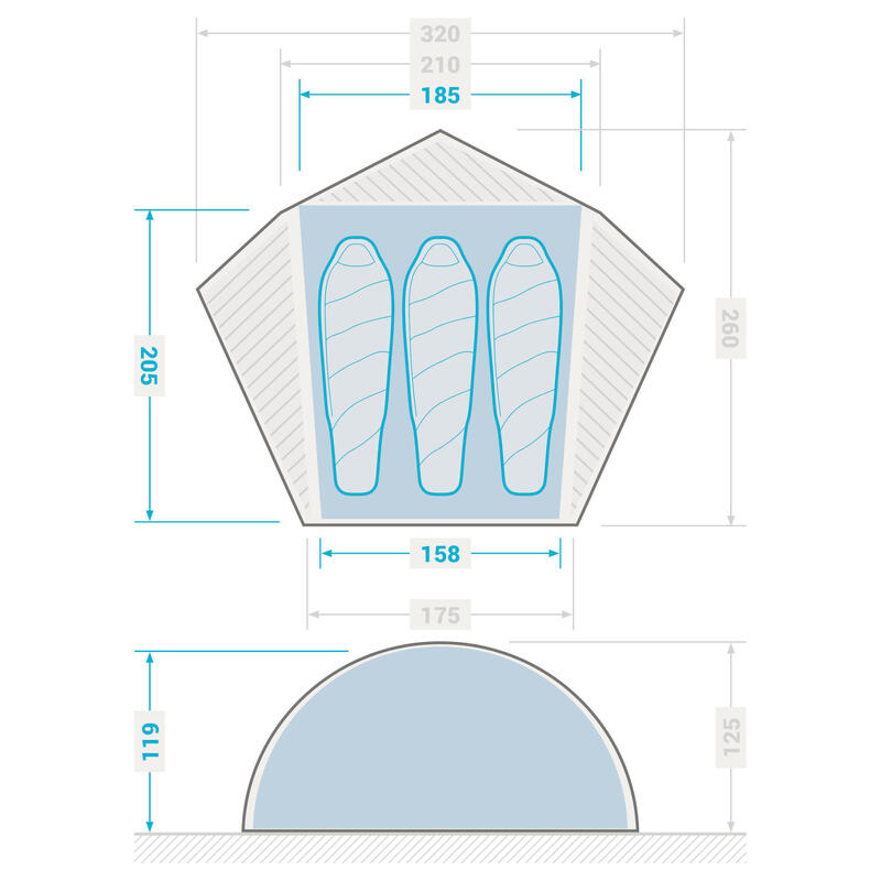 Tente dôme de trekking - 3 places - MT900