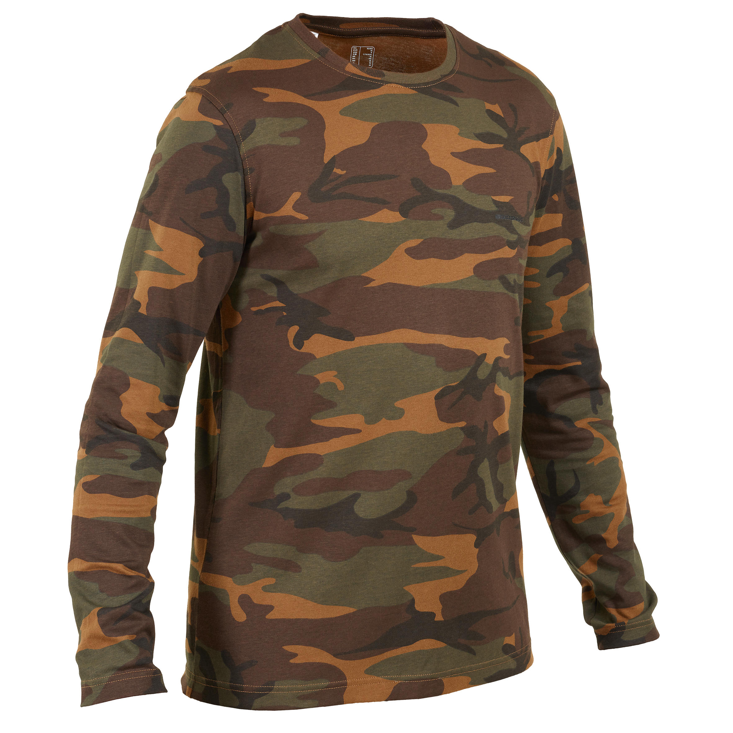 

Long-sleeved hunting T-shirt 100 - woodland camouflage green/brown -  By SOLOGNAC | Decathlon, Brown/green