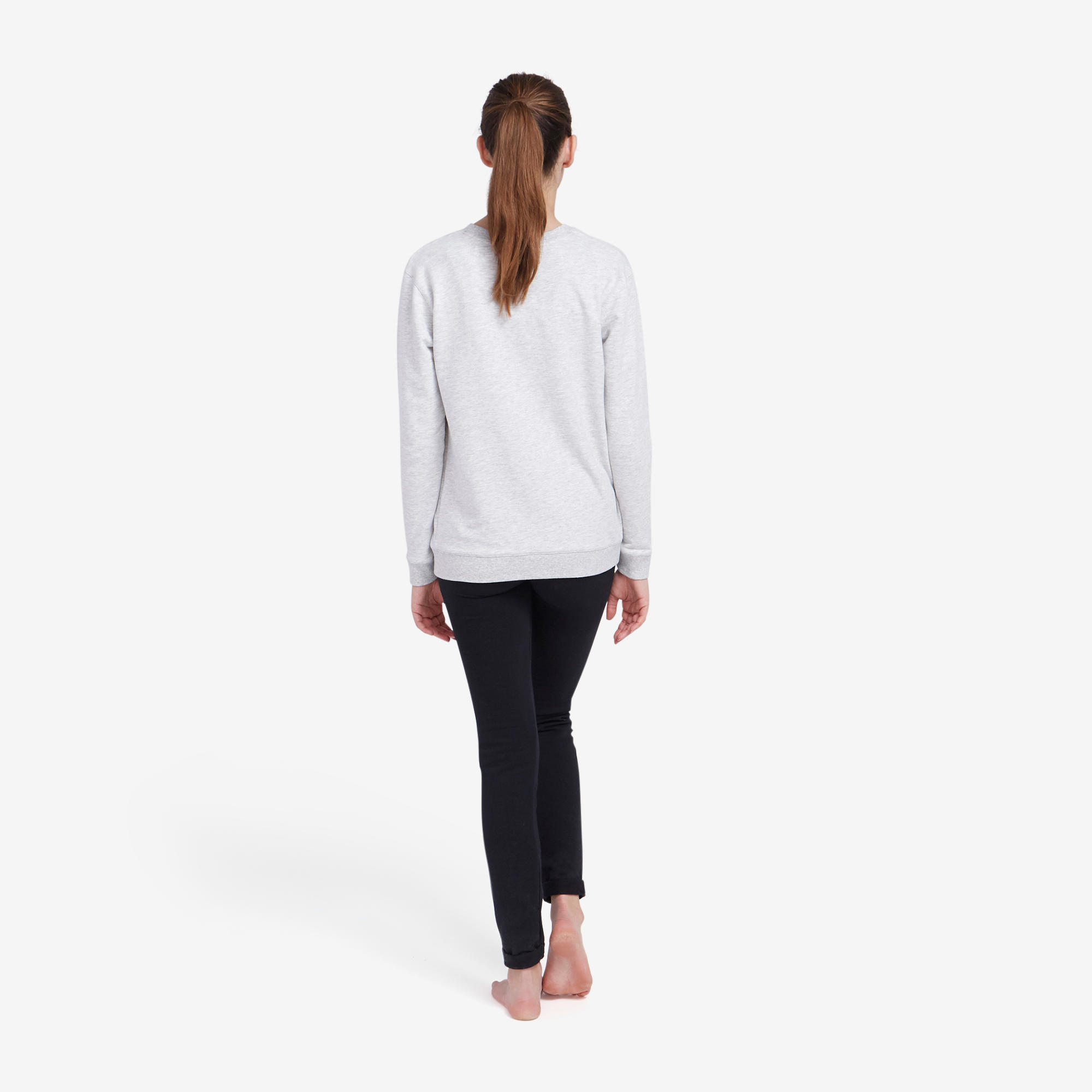 Women's Fitness Sweatshirt 100 - Light Grey with Print 4/6
