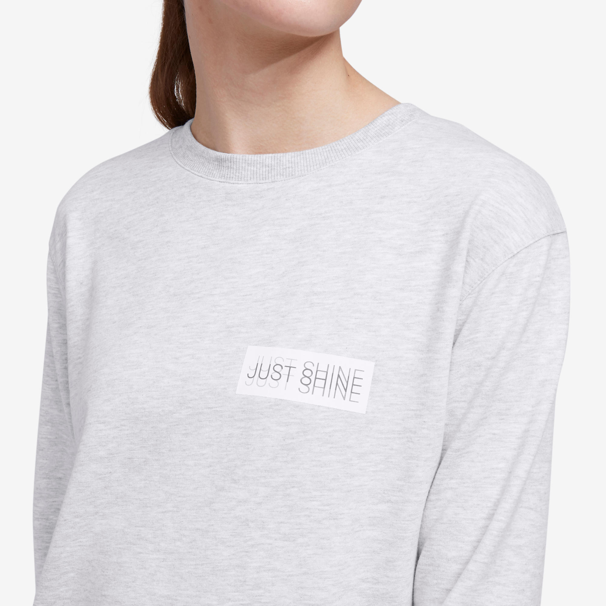 Women's Fitness Sweatshirt 100 - Light Grey with Print 5/6