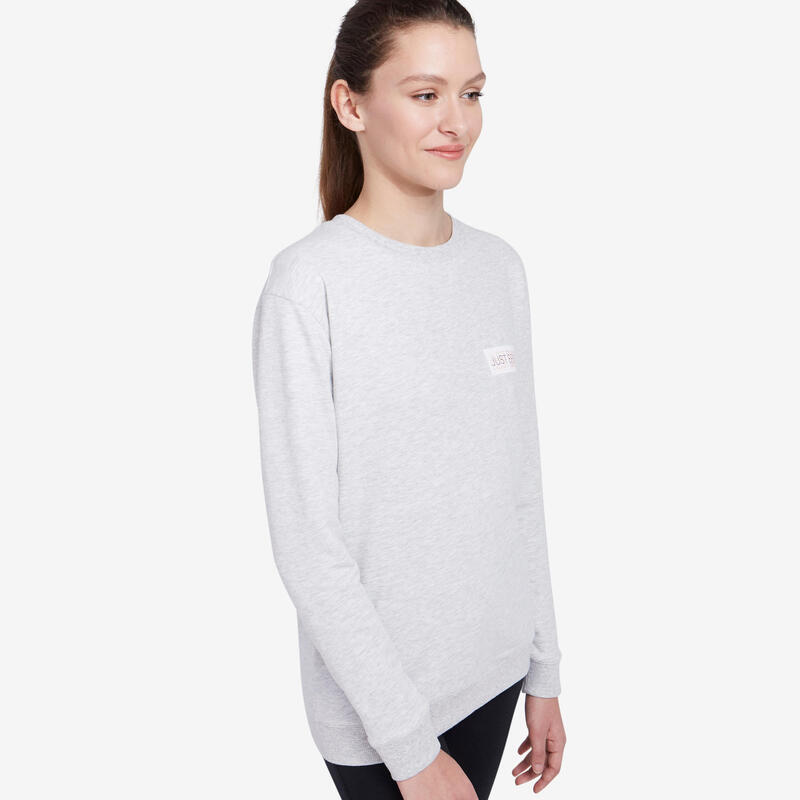 Crew Neck Fitness Sweatshirt - Light Grey Print