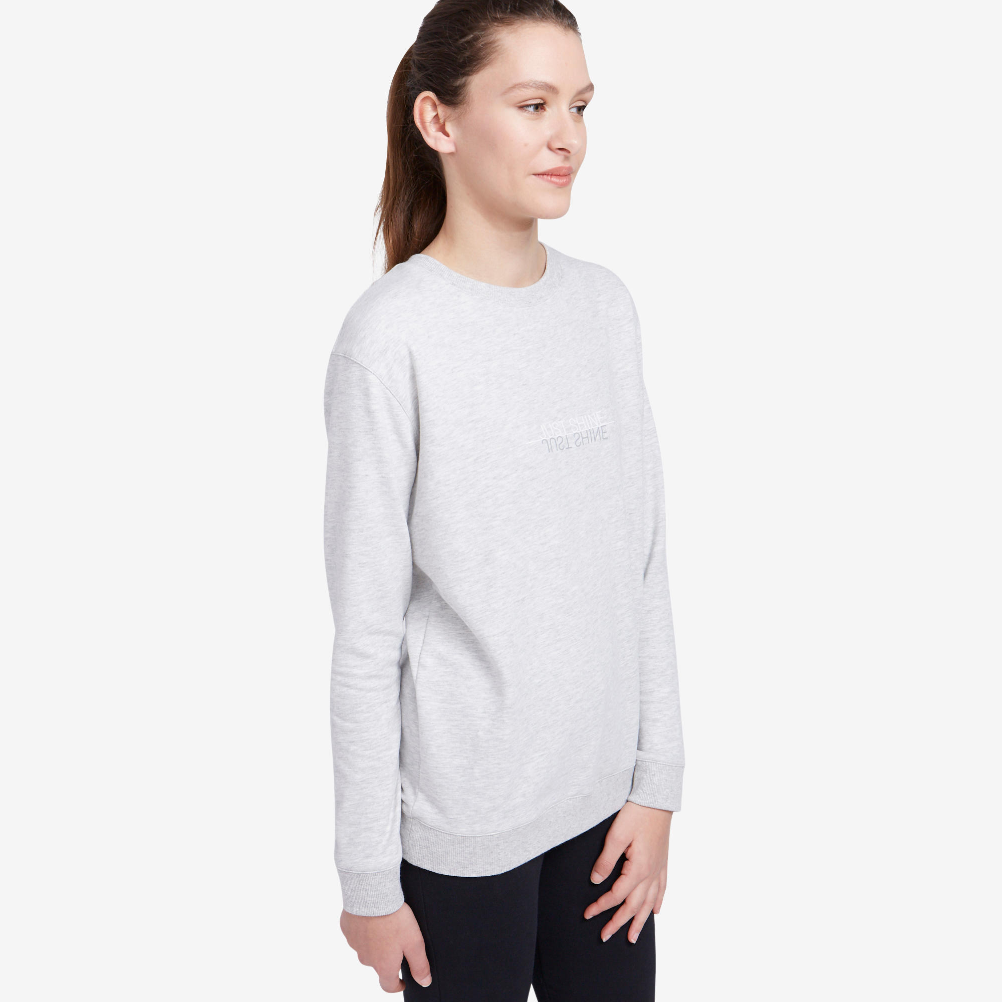 Women's Training Sweatshirt 120 Light Grey Domyos by Decathlon