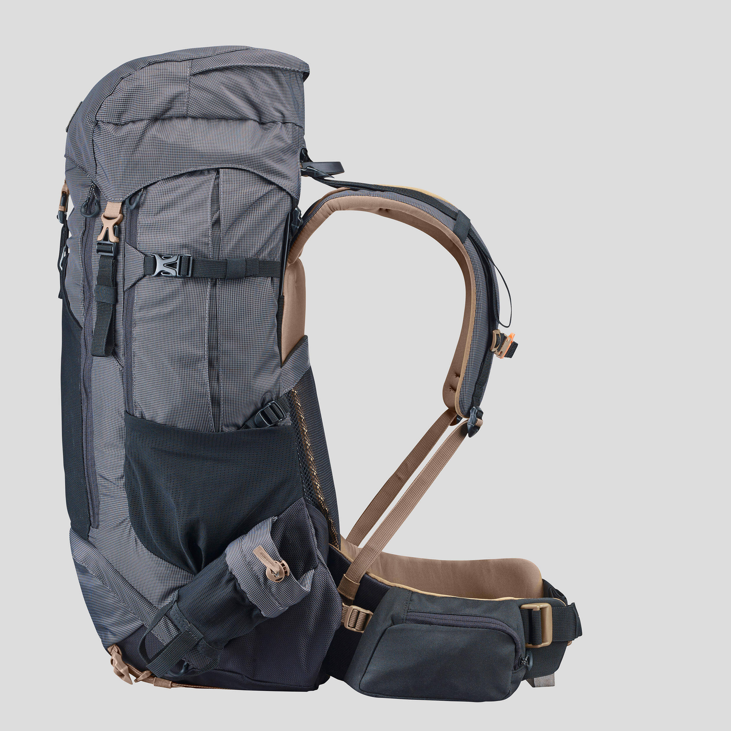 Trekking Backpack Trek 500 50+10 Litre- Black -  5