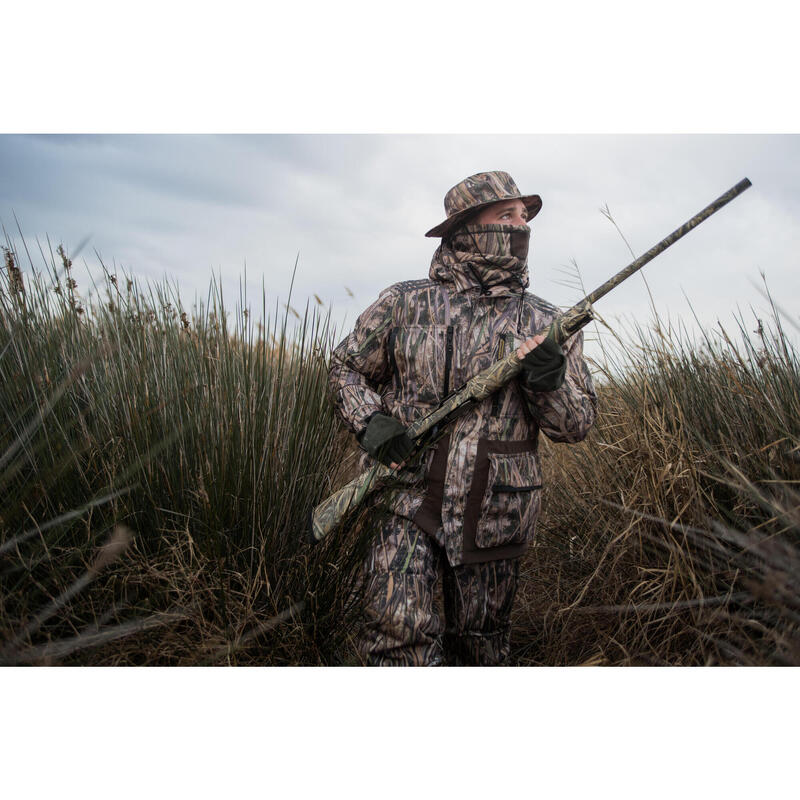 Casaco de caça 500 quente e impermeável camuflagem pântano