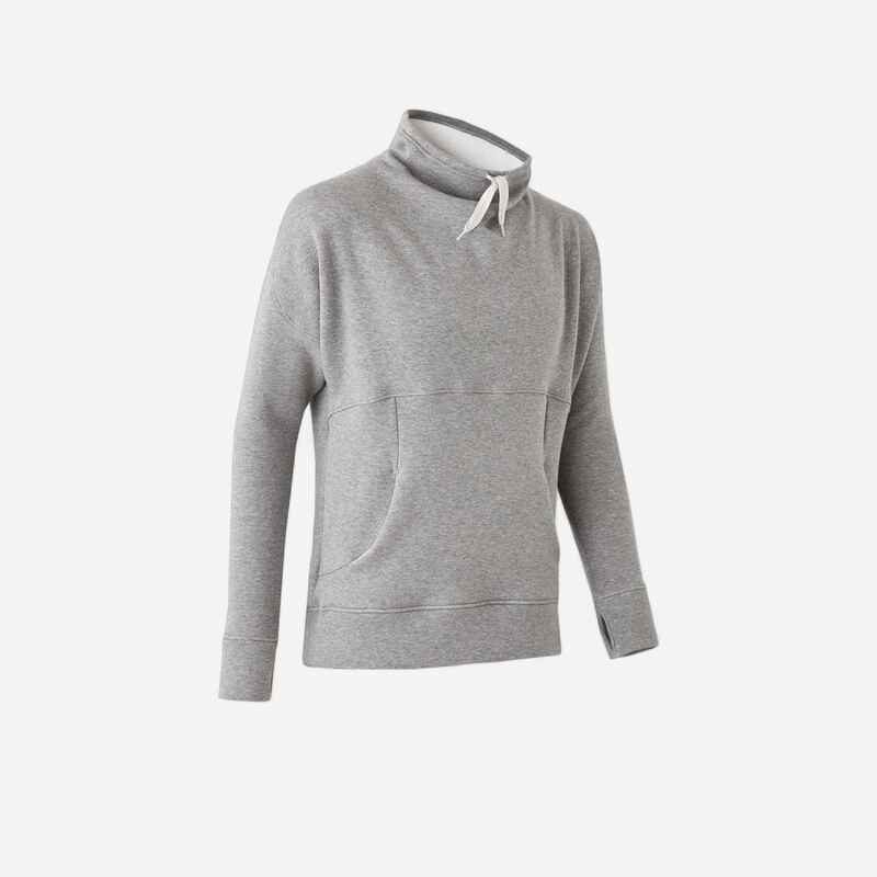 Relax-Sweatshirt Moltongewebe Yoga Damen grau Relax-Sweatshirt Moltongewebe Yoga Damen grau