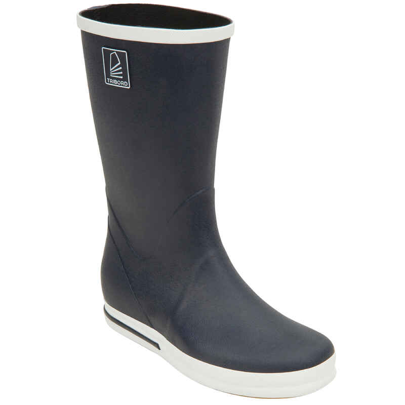 Botas de agua Adulto katiuskas impermeables caucho natural Tribord azul oscuro