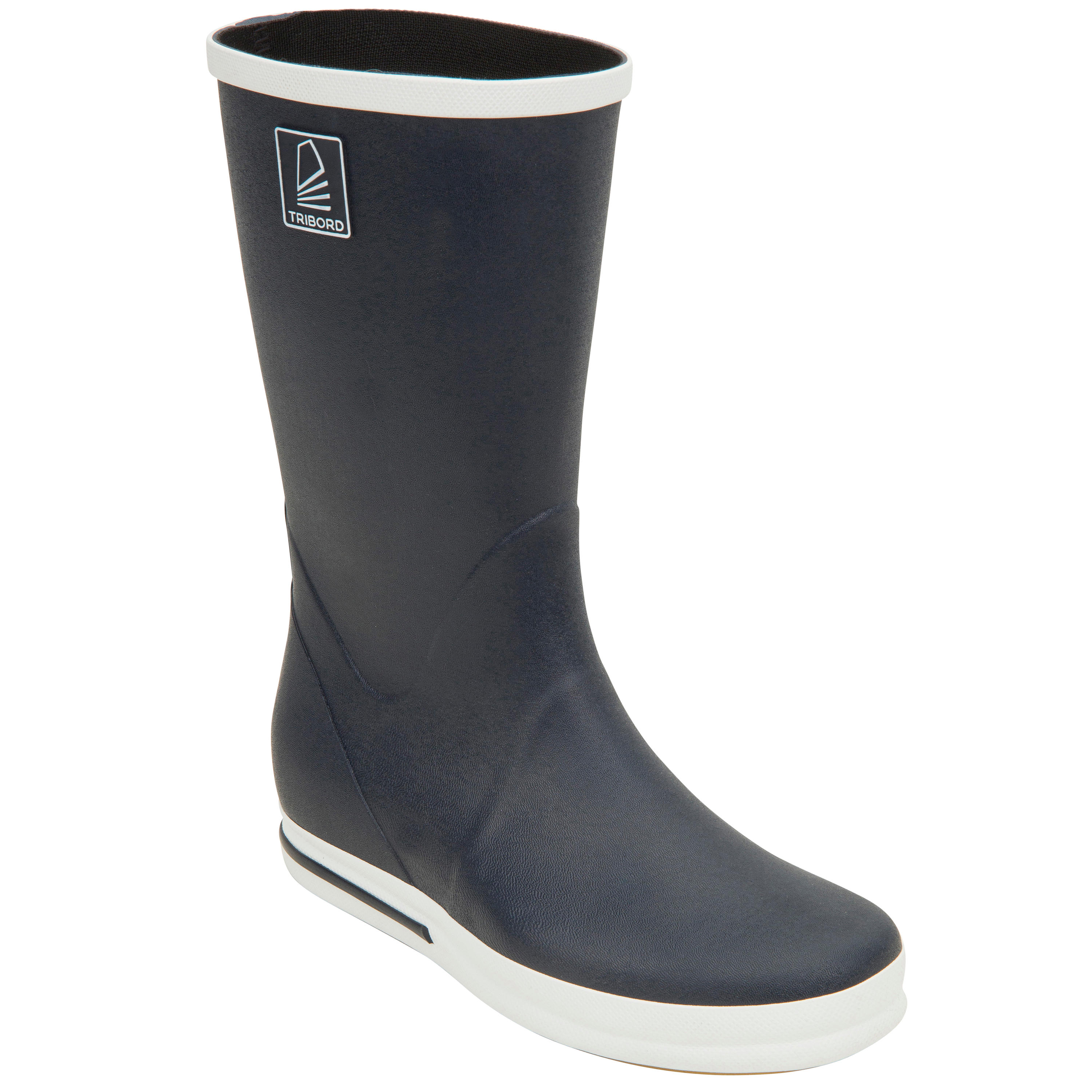 Sailing boots, rubber rain boots - 500 Adults' Navy 5/11