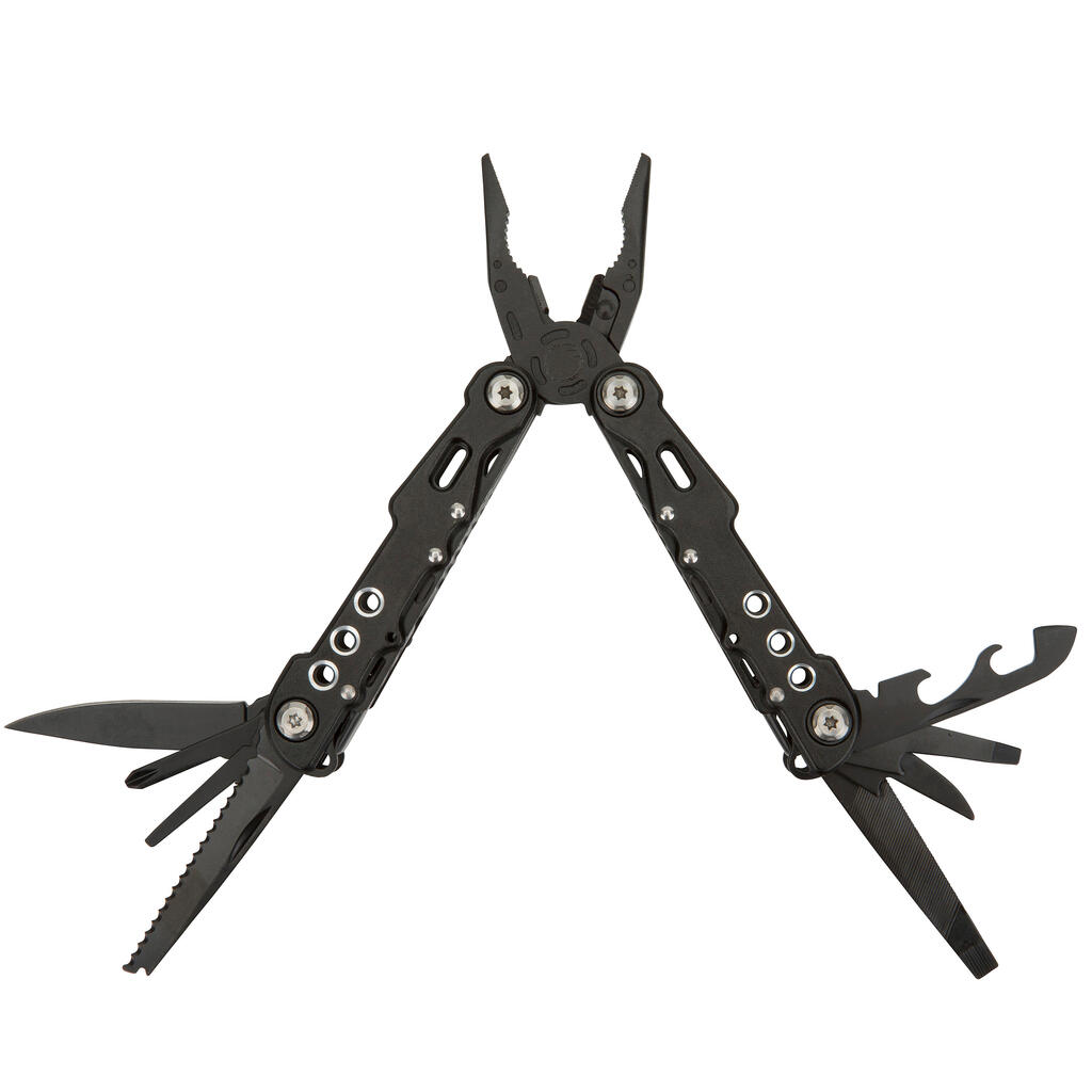 Multifunction 20-tool knife/pliers made from anodised aluminium with safety lock