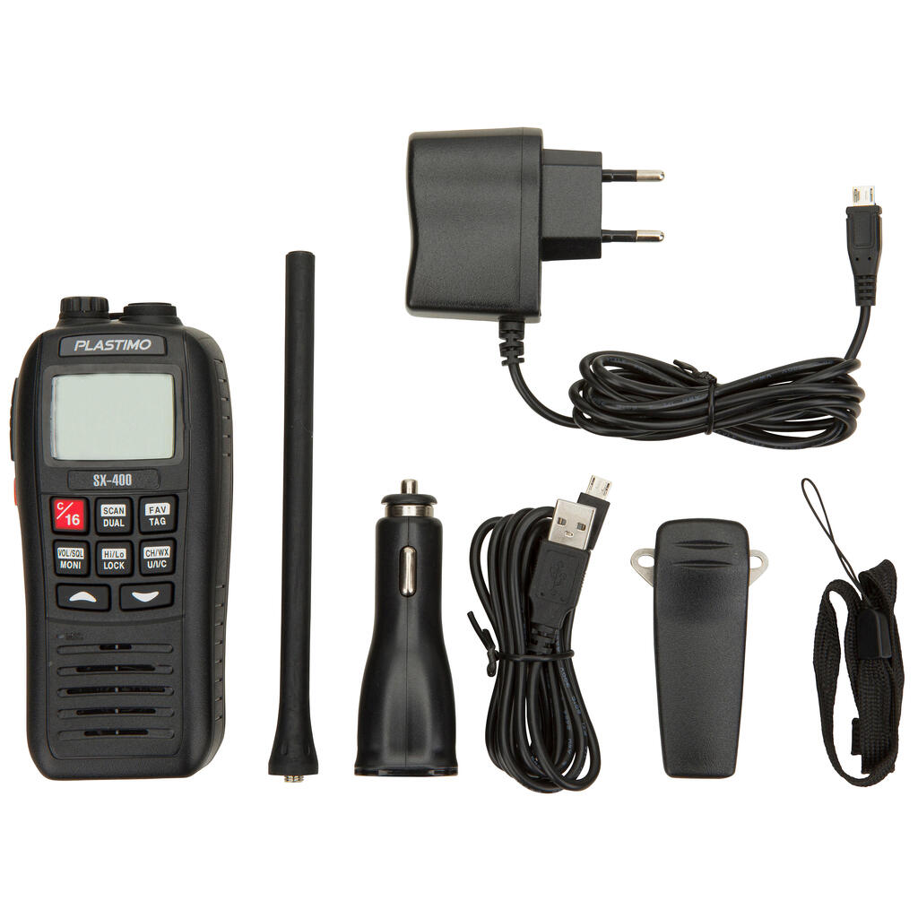 FLOATING VHF SX-400, WATERPROOF to IPX7 with flash and alarm