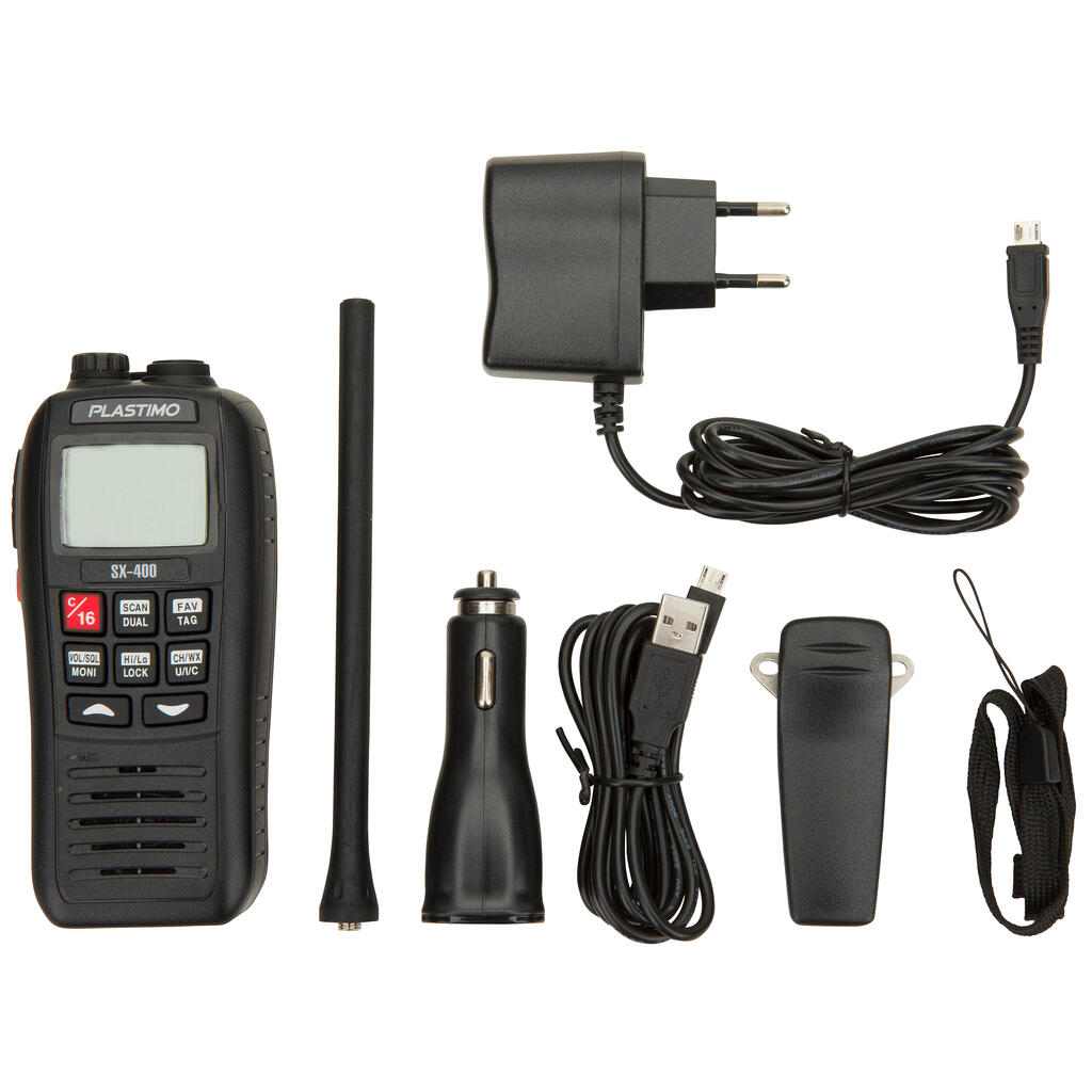 Plávajúca a vodotesná vysielačka VHF SX-400 IPX7 s blikaním a alarmom