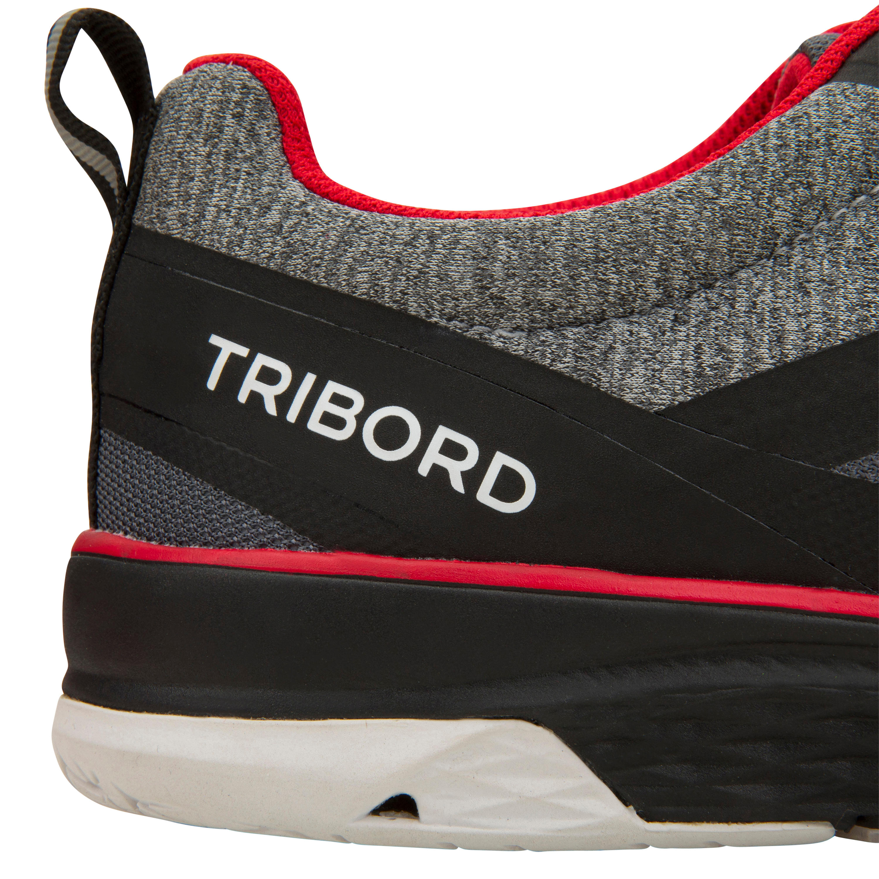 Chaussures bateau basket de voile race homme noir rouge 11/11
