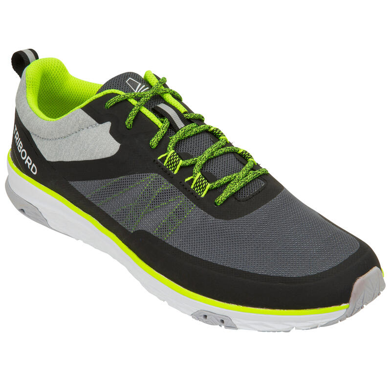 Chaussures bateau basket de voile Race homme femme gris jaune