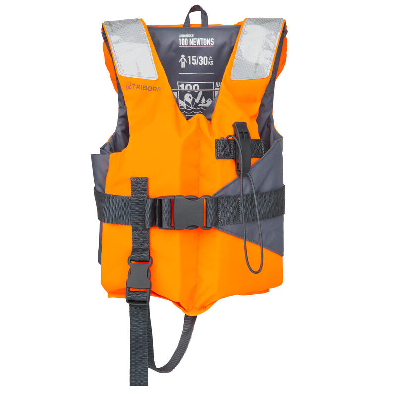 Rettungsweste Kinder 15–40 kg - LJ100N Easy orange/grau TRIBORD - DECATHLON