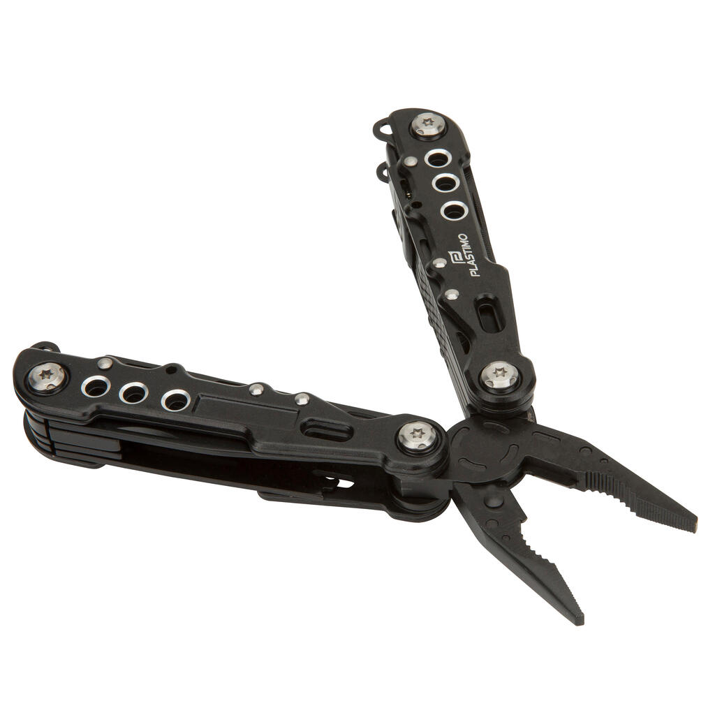 Multifunction 20-tool knife/pliers made from anodised aluminium with safety lock