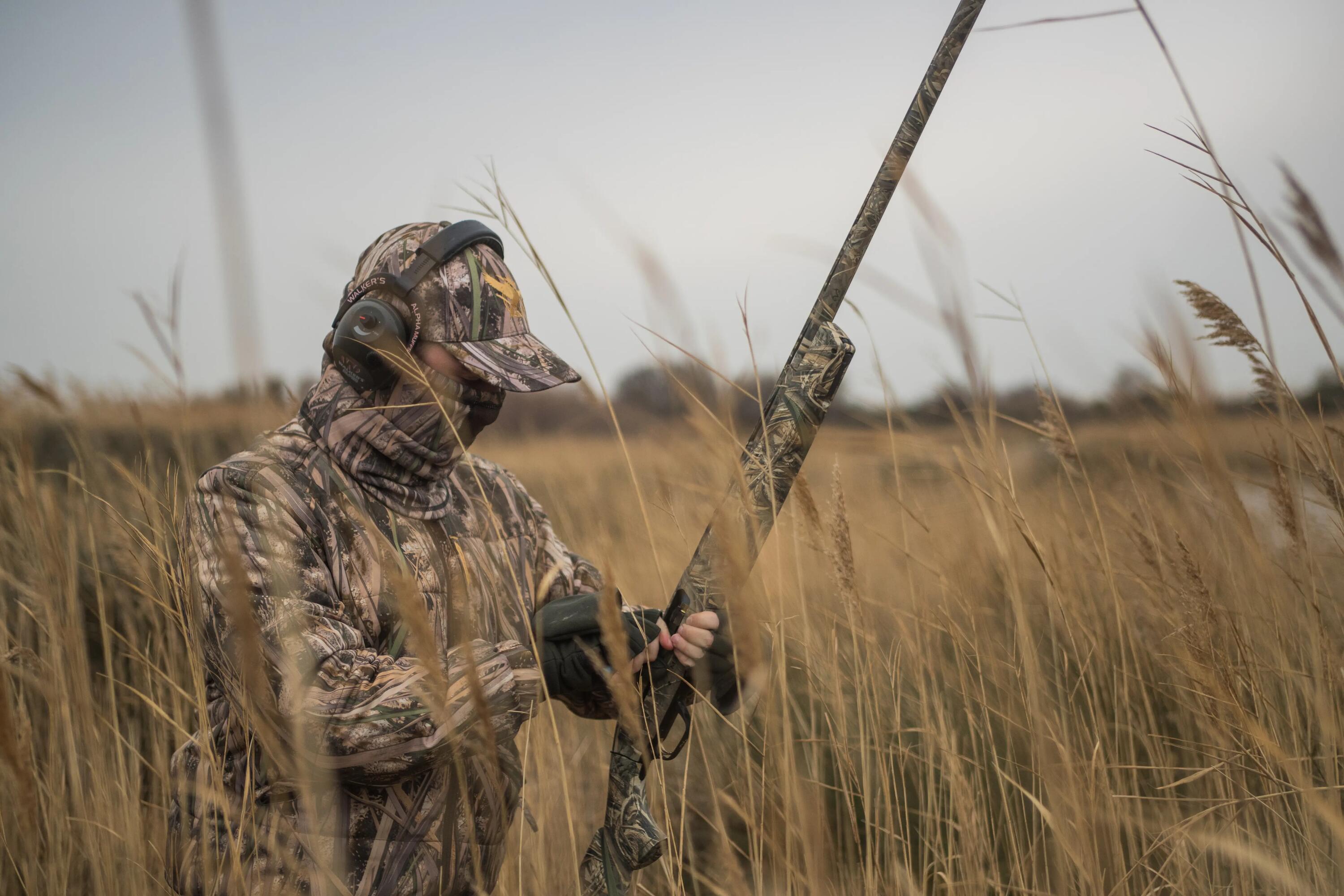 100 Warm Hunting Jacket - Wetlands Camo 14/16