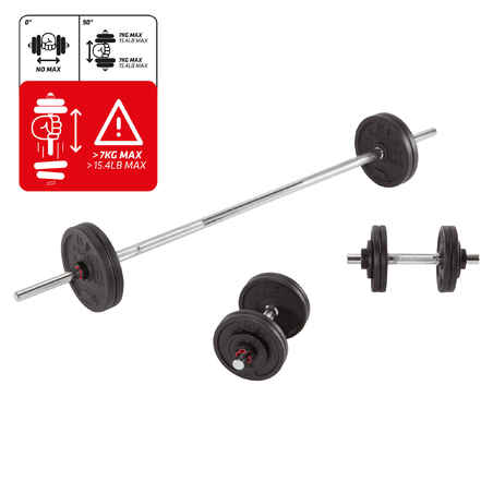 SET DE MANCUERNAS Y BARRAS  50 KG