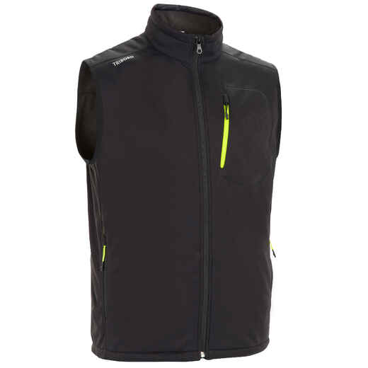 
      Men’s softshell sleeveless windproof boating jacket - Black
  