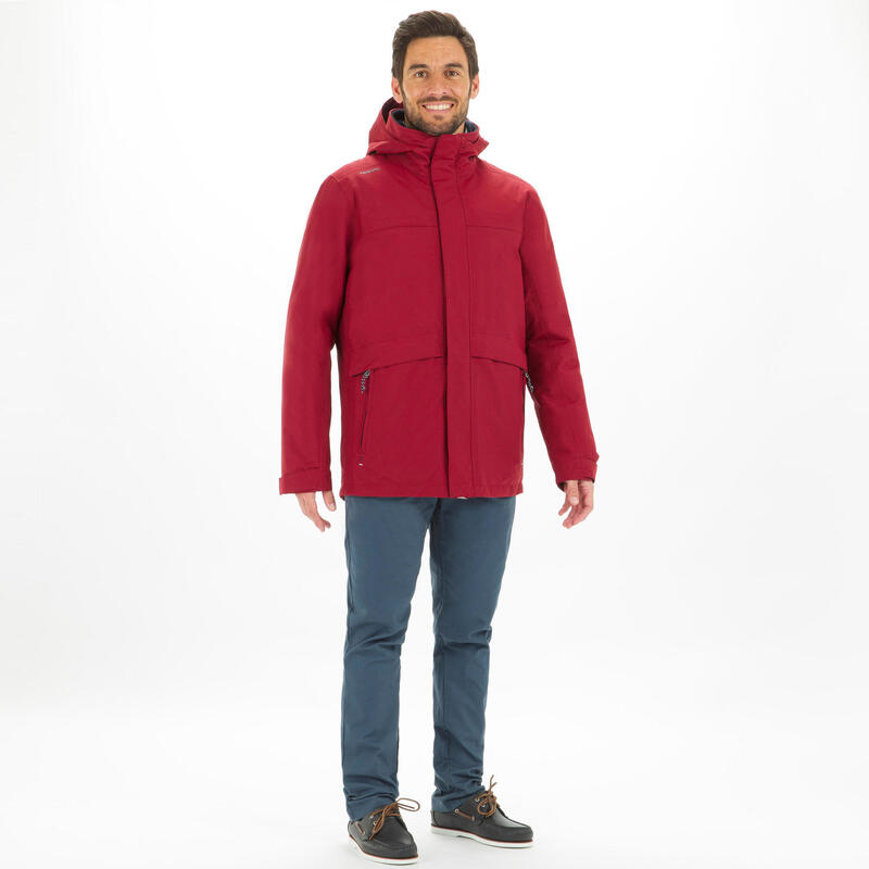 Giacca calda vela uomo 100 bordeaux