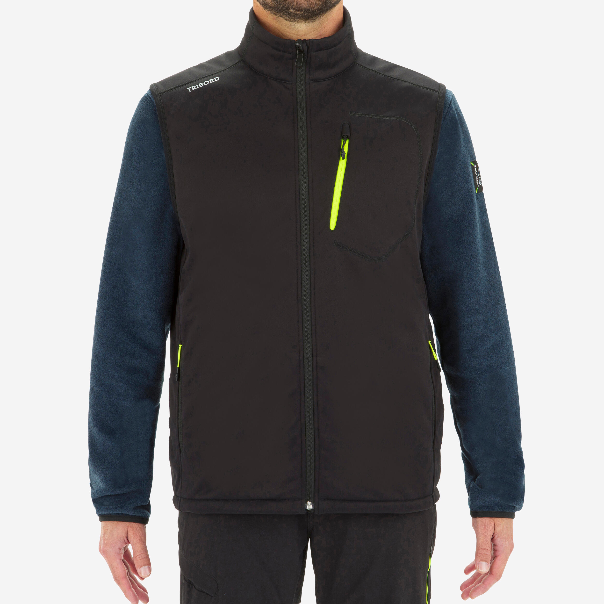 Tribord - Gilet Softshell Sans Manche Coupe-vent Bateau Homme Noir - Gilet Sans Manche - Voile Habitable Cerfvolant Wing - Noir - 40m - Decathlon