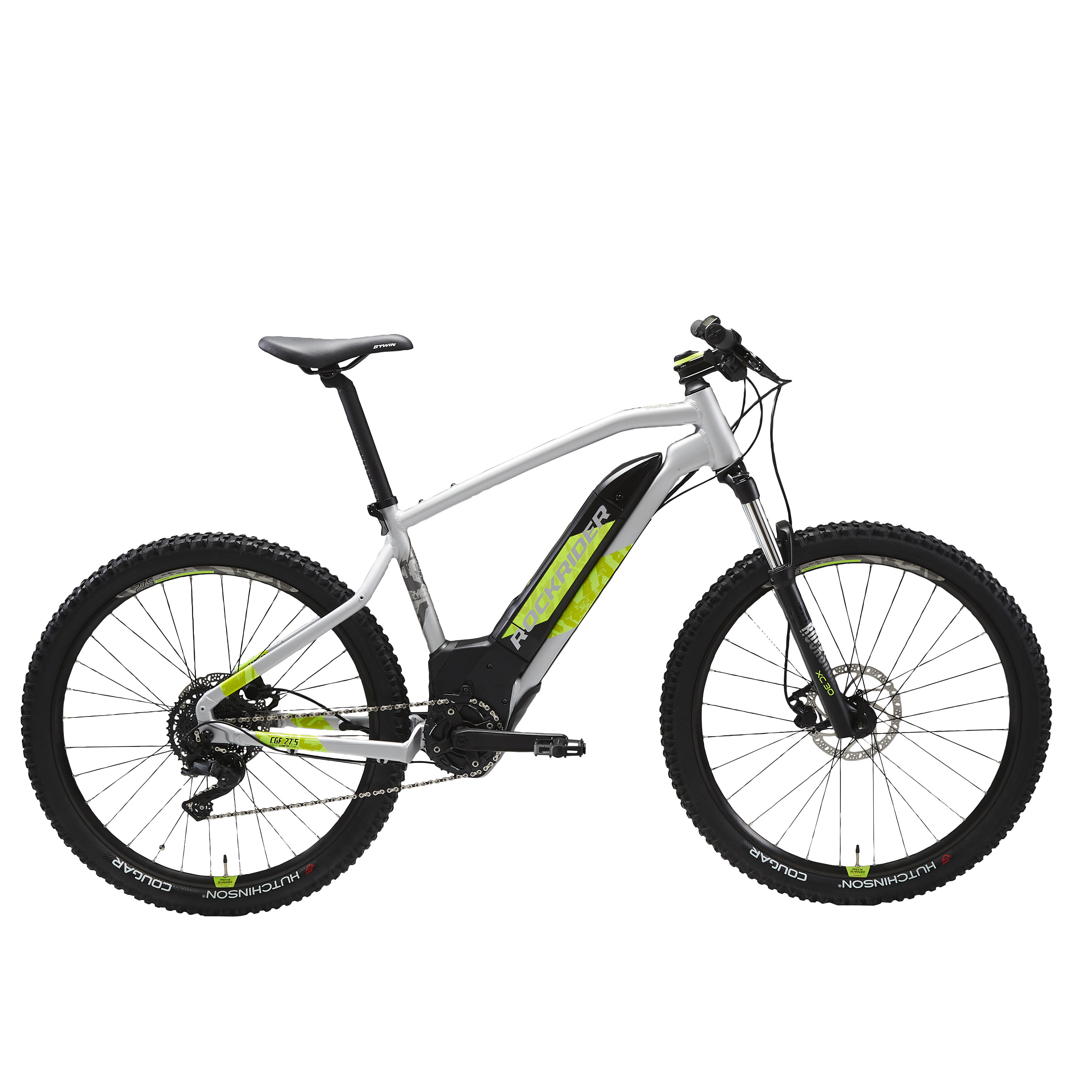 Bicicletă electrică MTB E-ST 520 27,5″ Gri-Galben decathlon.ro imagine 2022