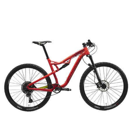 29 Inch MOUNTAIN BIKE FULL SUSPENSION ROCKRIDER XC 100 SRAM NX  - RED/YELLOW