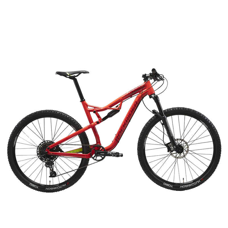 29 Inch MOUNTAIN BIKE FULL SUSPENSION ROCKRIDER XC 100 SRAM NX  - RED/YELLOW