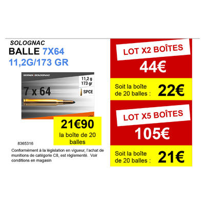 Balle 7x64 11 2G 173GRS X20