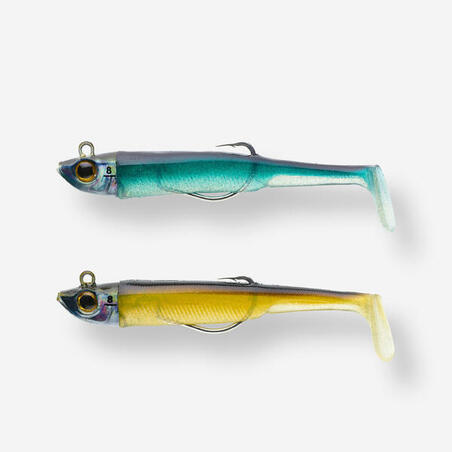 COMBO leurres souples shad texan anchois ANCHO 90 8g AYU/Bleu pêche en mer