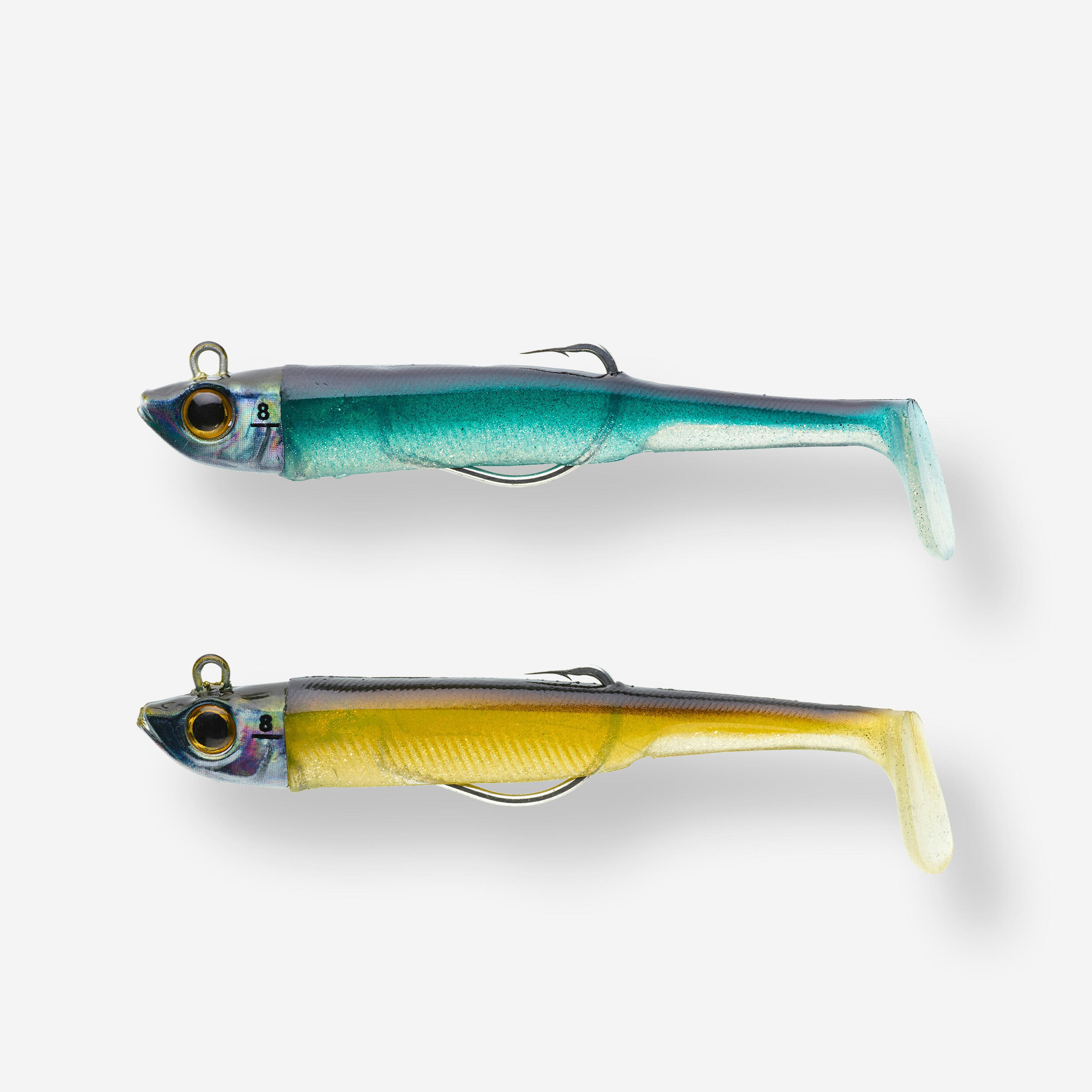 Caperlan - Combo Leurres Souples Shad Texan Anchois Ancho 90 8g Ayu/bleu Pêche En Mer - Leurre Souple - Peche - Bleu-jaune - Taille Unique - Decathlon