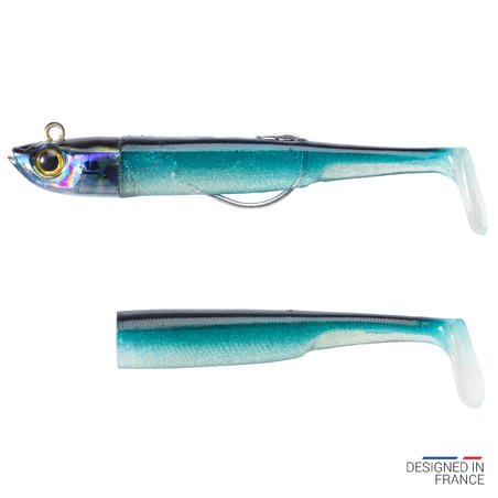KIT leurres souples shad texan anchois ANCHO 90 18g Bleu pêche en mer