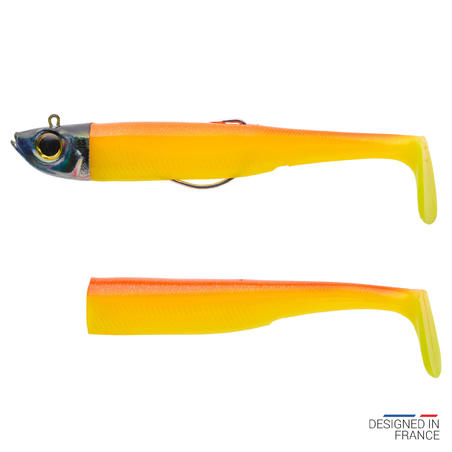 KIT leurres souples shad texan anchois ANCHO 150 55gr orange pêche en mer -  Decathlon