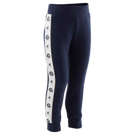 Baby's Basic Warm Jogging Bottoms - Blue With Design