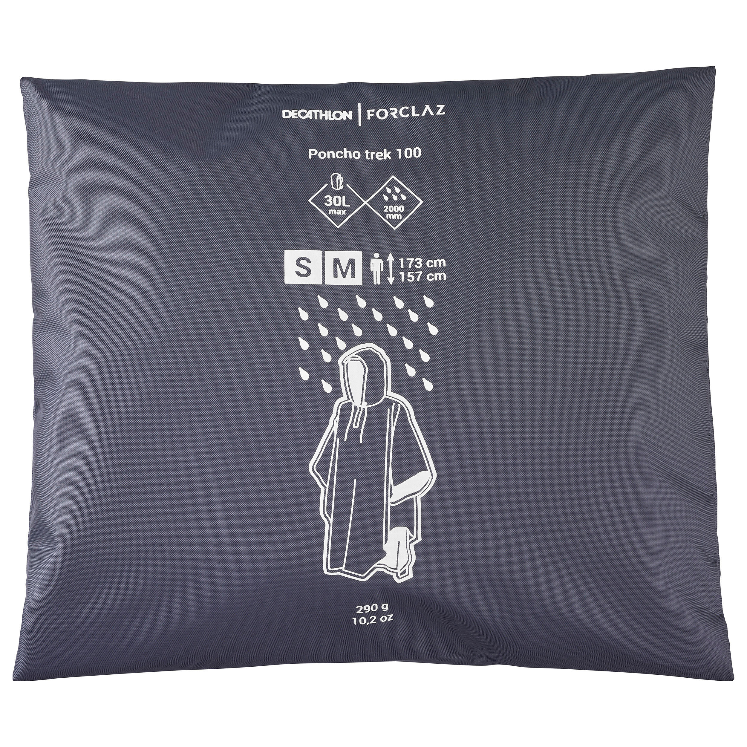 Hiking Rain Poncho - FORCLAZ MT 100 - 30 L - BLUE 7/8